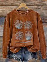 Vintage Flowers Art Prints Casual Cotton Sweatshirt