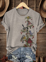 Retro Christmas Art Print Casual T-shirt