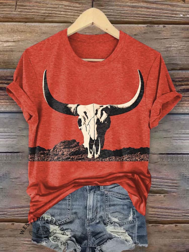 Vintage Cow Art Print T-shirt