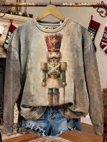 Vintage Christmas Art Print Casual Cotton Sweatshirt