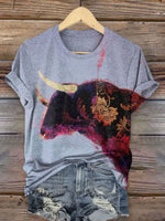 Vintage Cow Art Print T-shirt