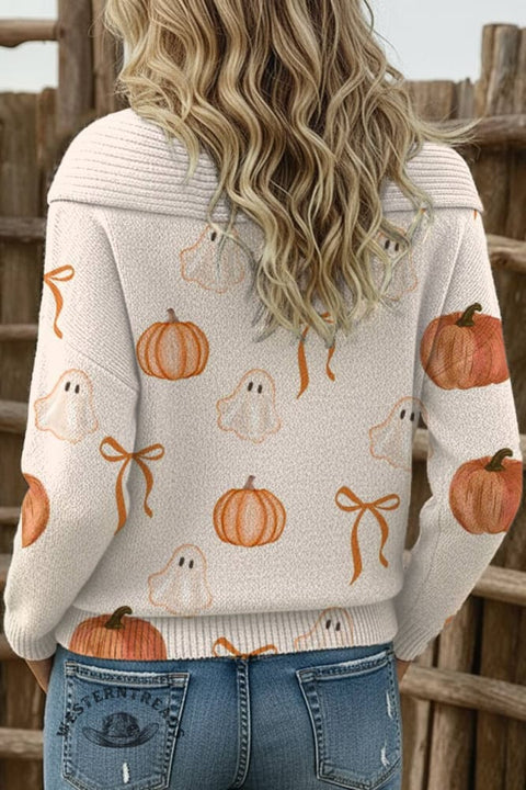 Women's Halloween Print Casual Cotton Sweater