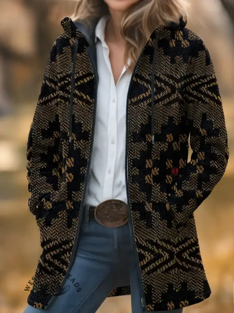 Retro Art Unisex Plush Thick Long-Sleeved Cardigan Coat