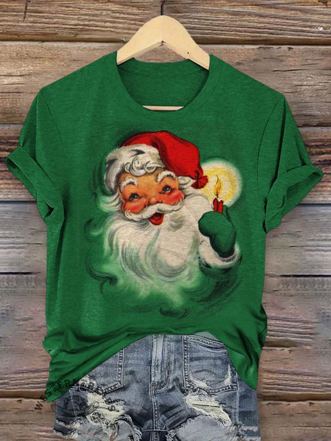 Retro Christmas Art Print Casual Short Sleeve T-shirt
