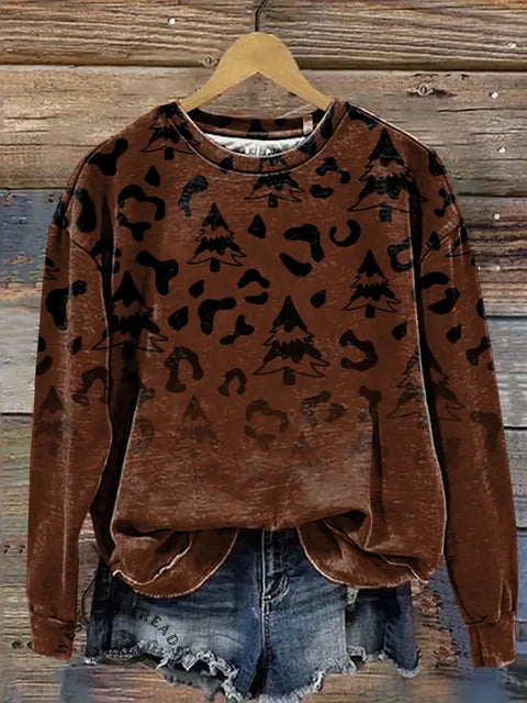 Retro Christmas Art Casual Cotton Sweatshirt