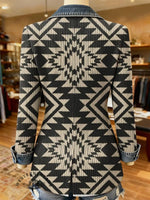 Aztec Print Patchwork Denim Coat