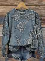 Vintage Art Print Casual Sweatshirt