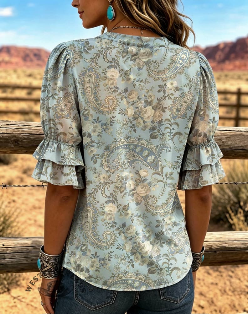 Vintage Art Print Comfortable Summer Fabrics Casual Shirt