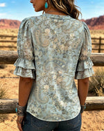 Vintage Art Print Comfortable Summer Fabrics Casual Shirt
