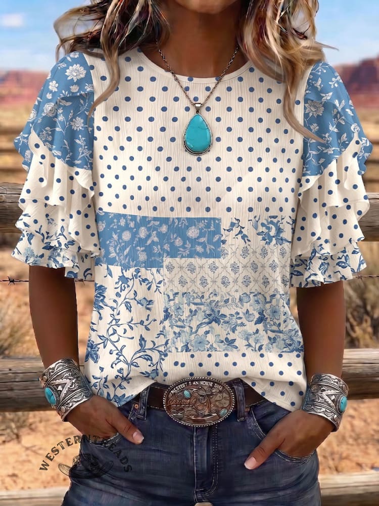 Vintage Art Print Summer Fabrics Casual Shirt