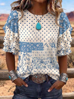Vintage Art Print Summer Fabrics Casual Shirt