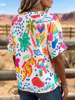Vintage Art Print Comfortable Summer Fabrics Casual Shirt