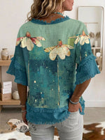 Vintage Art Patchwork Cotton And Linen Shirt
