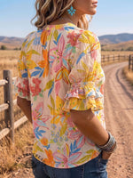 Vintage Art Comfortable Summer Fabrics Puff Sleeve Casual Shirt