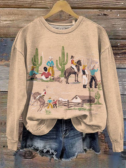Classic West Print Casual Cotton Sweatshirt