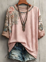 Women's Vintage Printed Casual Short Sleeve T-Shirt