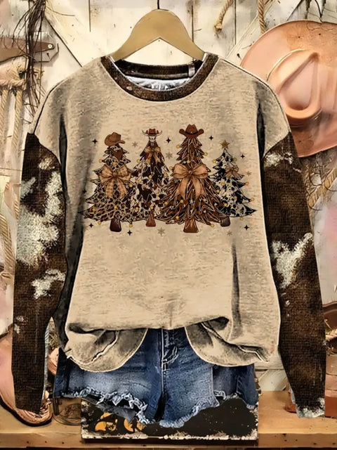 Christmas Cowboy Art Casual Cotton Sweatshirt