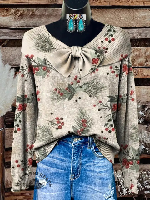 Christmas Art Pattern Print Buttoned Cardigan Sweater