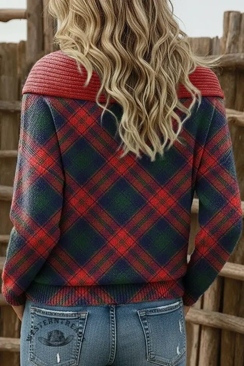 Retro Art Print Buttoned Cardigan Sweater