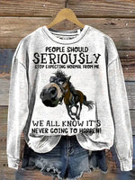 Funny Horse Art Casual Cotton Sweatshirt