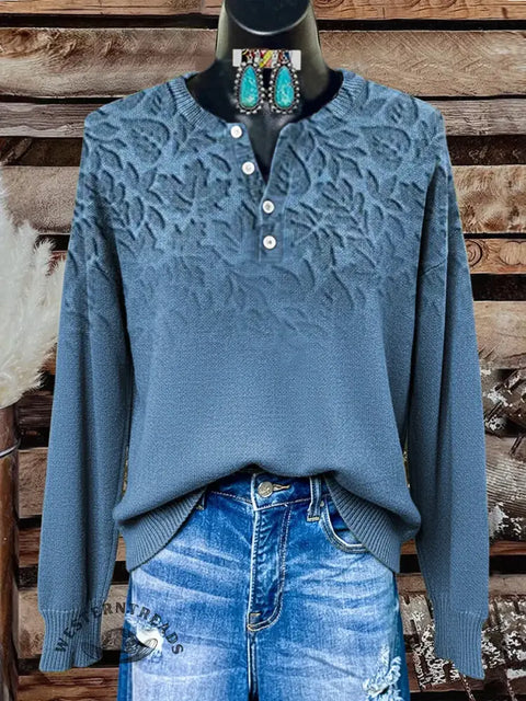 Retro Print Buttoned Cardigan Sweater