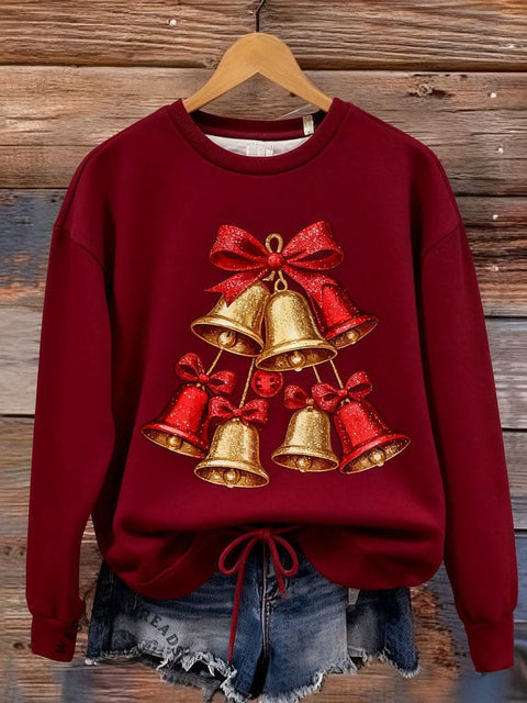 Christmas Art Print Casual Cotton Sweatshirt