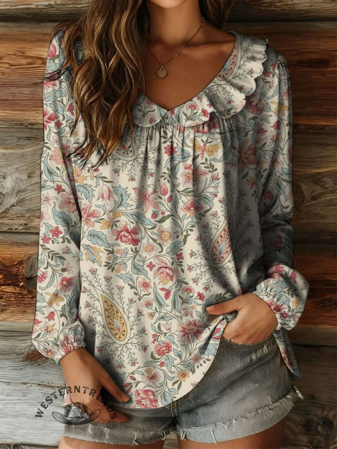 Women's Paisley Print Casual Top