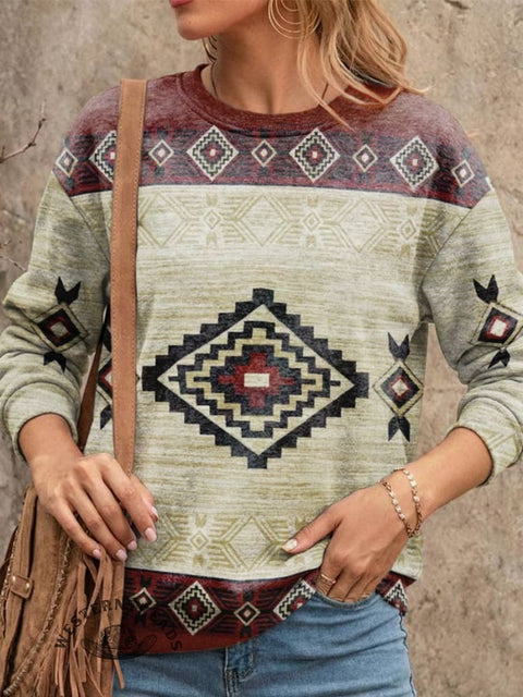 West Print Casual Cotton Sweatshirt