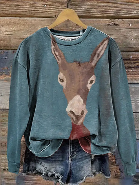 Cute Donkey Art Casual Cotton Sweatshirt