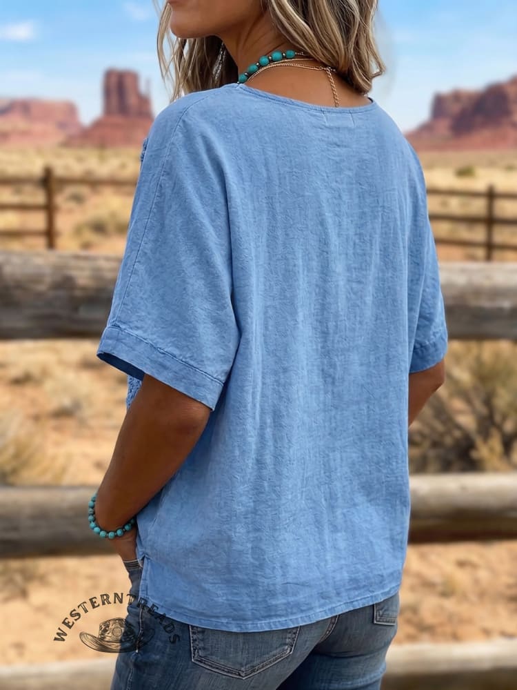 Vintage Art Western Cotton Patchwork Shirt