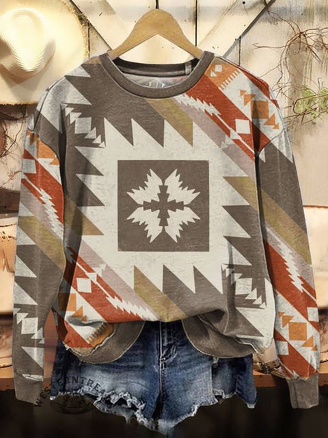 Aztec Print Casual Cotton Sweatshirt