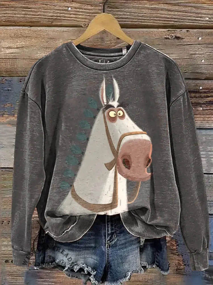 Funny Donkey Art Print Casual Sweatshirt