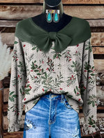 Retro Christmas Floral Print Buttoned Cardigan Sweater