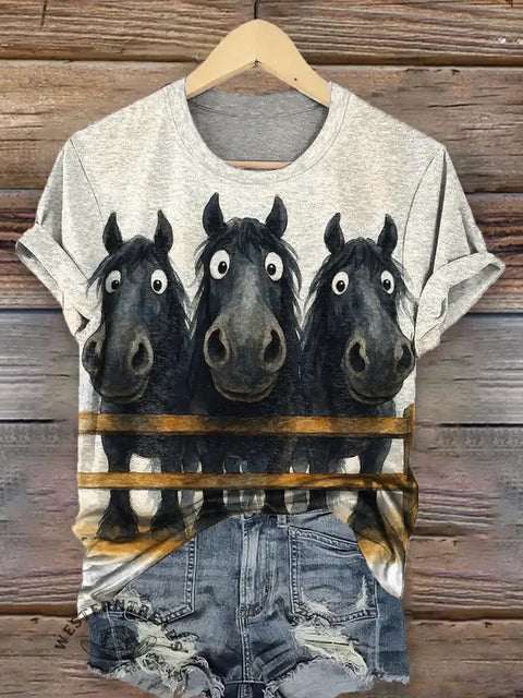 Funny Horse Art Print T-shirt