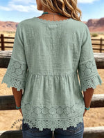 Women's Vintage Lace Patchwork Casual Shirt