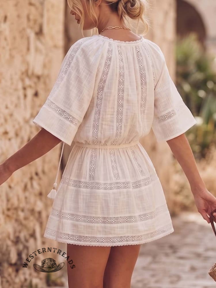 Women's Short Sleeve V Neck Dress