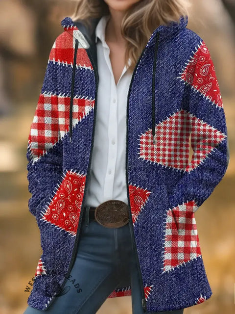Retro Patchwork Unisex Plush Thick Long-Sleeved Cardigan Coat