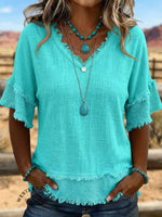 Vintage ArtPatchwork Cotton And Linen Shirt