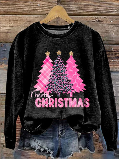 Christmas Art Print Casual Cotton Sweatshirt
