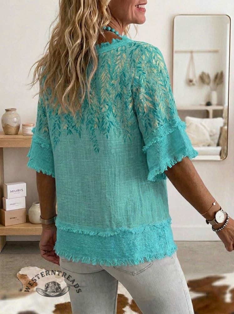Vintage Art Patchwork Cotton And Linen Shirt