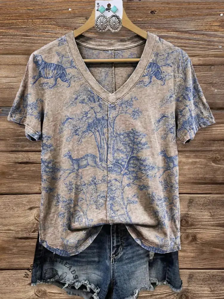 Vintage Elegant Soft Western Cotton T-shirt Top