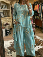 Vintage Abstract Art Print Casual Suit