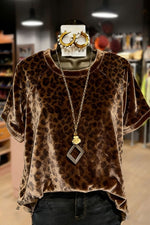 Women's Vintage Leopard Print Velvet Balloon Sleeve Shirt