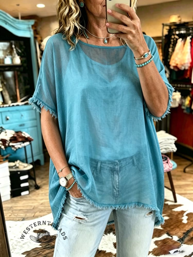 Women's Vintage Patchwork Chiffon Tank Top Two-piece Set Casual Shirt