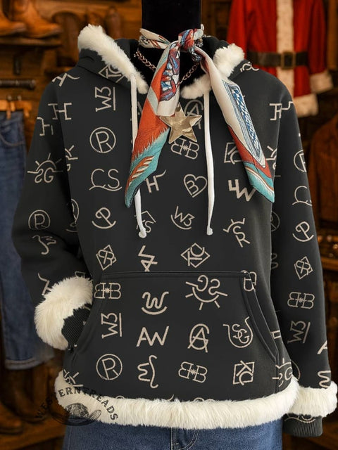 Cattle Brands Print Casual Sweatshirt