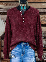 Floral Art Print Buttoned Cardigan Sweater