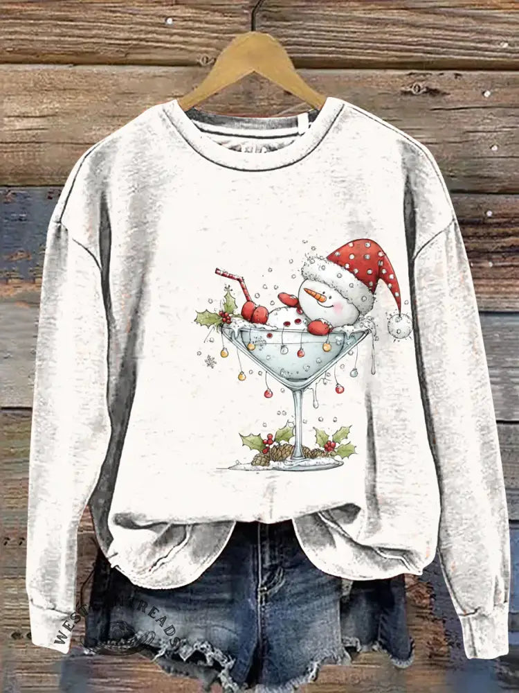 Christmas snowman Casual Cotton Sweatshirt