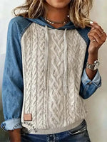 Women's Denim Patchwork Knitted Top