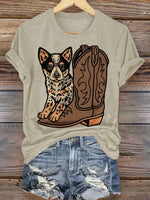 West Dog Art Print Casual T-shirt
