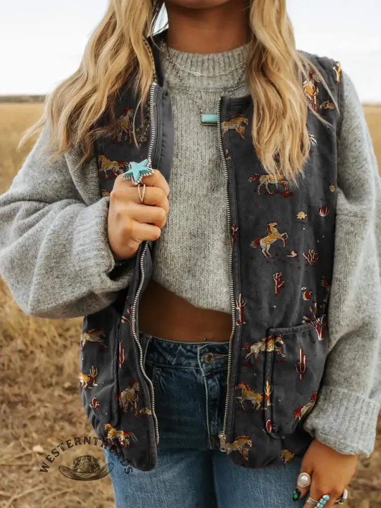 Vintage Quilted Western Vest